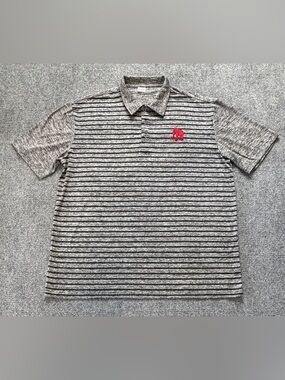 Alabama Crimson Tide Polo Shirt Mens 2XL Gray Striped Elephant Logo NCAA